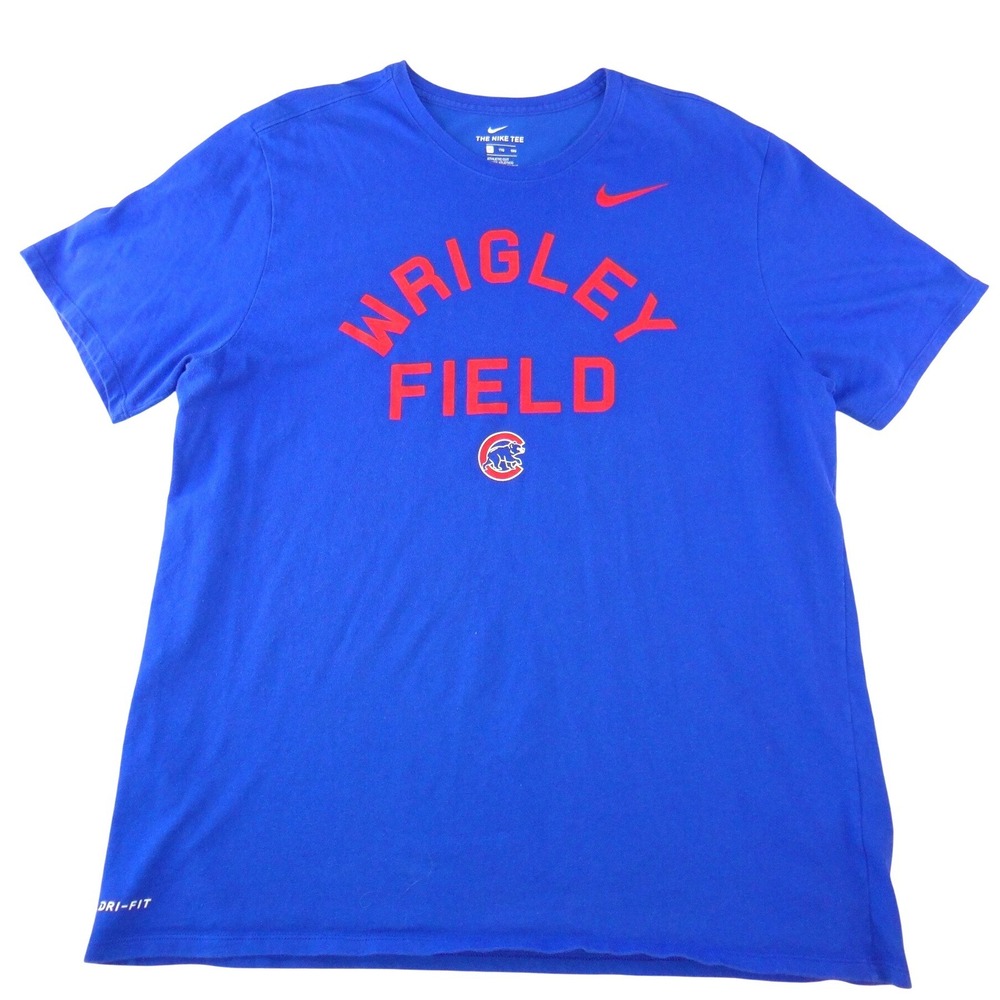 Nike Chicago Cubs Wrigley Field Dri-FIT Graphic T-Shirt Blue Mens XXL
